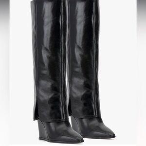 VINCE CAMUTO COW DERBY BLACK KNEE HIGH BOOTS SIZE 6.5 M with wide calf